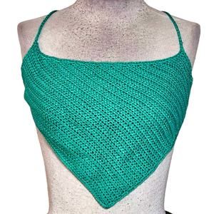 Peppermayo Green Crochet Crop Top